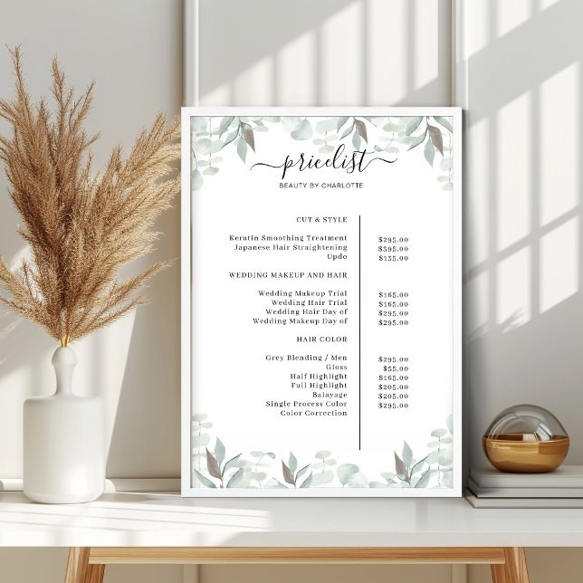 Greenery Salon Price List Poster (Creator Uploaded)