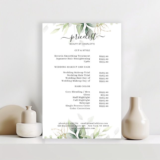 Greenery Salon Price List Poster (Creator Uploaded)