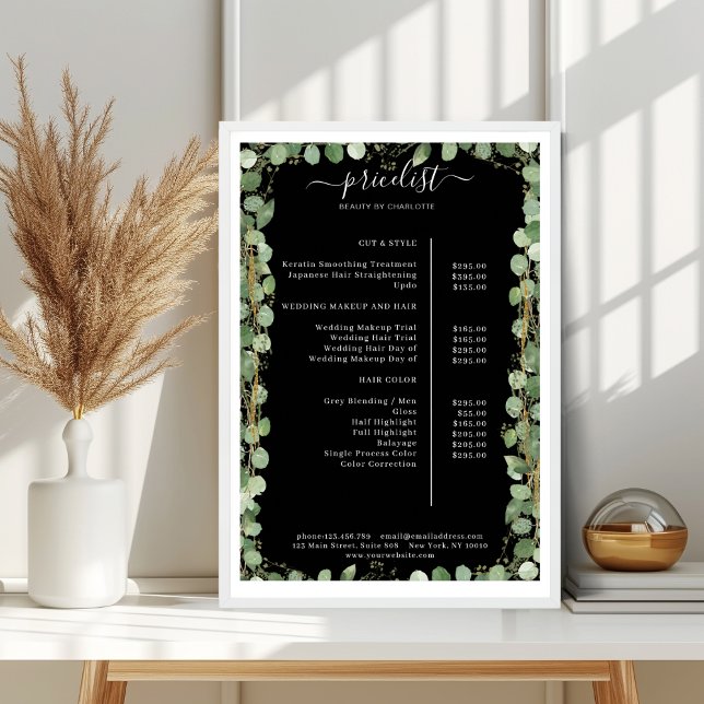 Greenery Salon Price List Poster (Greenery Salon Price List Poster)