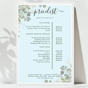 Greenery Salon Price List Poster