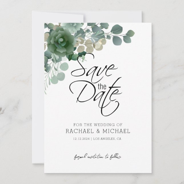 Greenery Save the Date Invitation Template (Front)