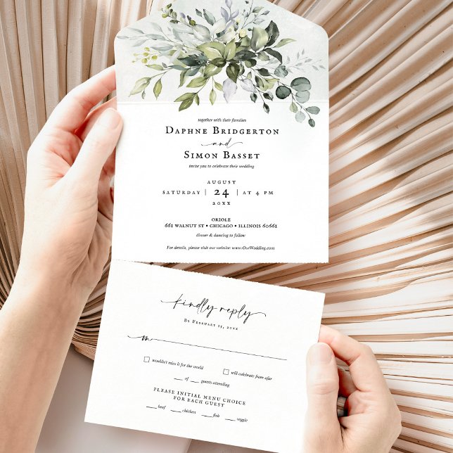 Greenery Script All in One Wedding Invite (Creator Uploaded)