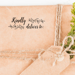 Greenery & Script Kindly Deliver To Rubber Stamp