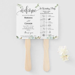 Greenery Script Timeline Program Invitation Hand Fan