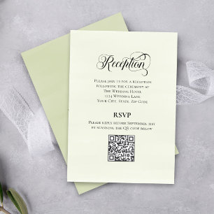 Greenery Script Wedding QR Code Reception Elegant  Enclosure Card