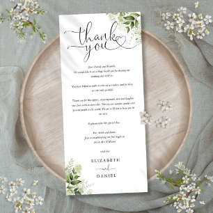 Greenery Script Wedding Thank You Place Card