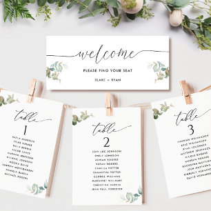 Greenery Seating Plan Cards with Guest Names