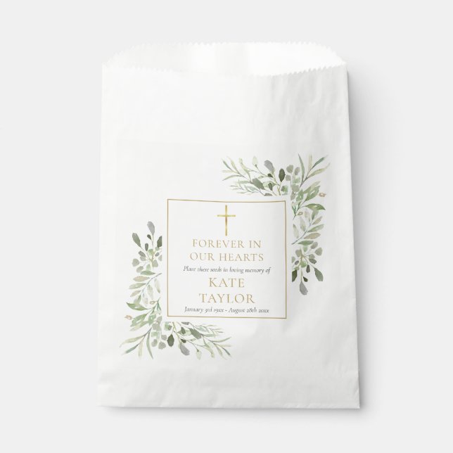 Greenery Seed Packet Christian Funeral Memorial Favour Bags (Front)
