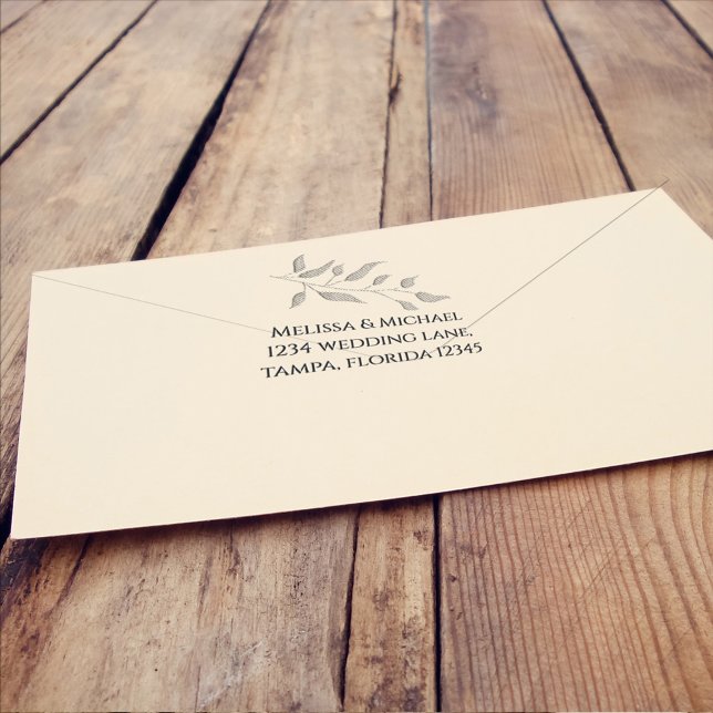 Greenery Self-inking Stamp (Elegant return address stamp with botanical leaves greenery and foliage. )