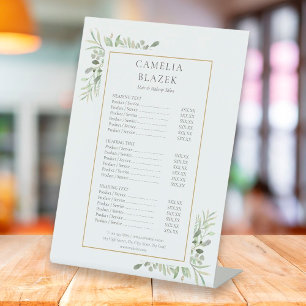 Greenery Service Menu Price List Pedestal Sign