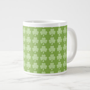 Greenery Shamrock Clover Polka dots Patrick's Day  Large Coffee Mug
