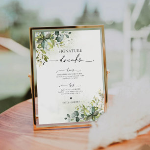 Greenery Signature Drinks Sign