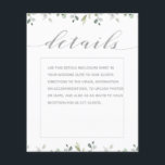 Greenery Silver Fancy Calligraphy Wedding Details<br><div class="desc">Greenery & Silver wedding suite Details sheet.</div>