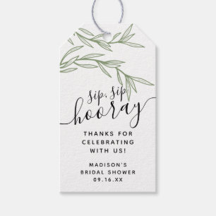 Greenery Sip Sip Hooray Bridal Shower Gift Tags
