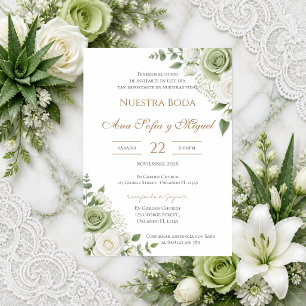 Greenery Spanish Wedding Invitation
