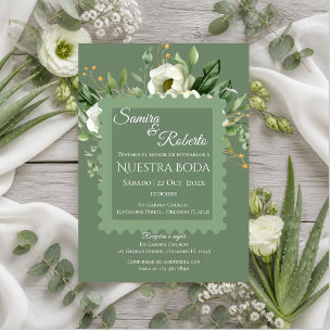 Greenery Spanish Wedding Invitation