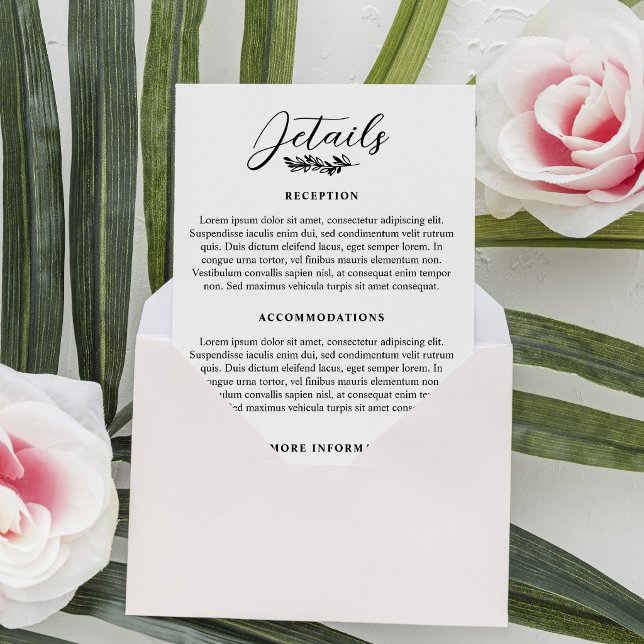 Greenery Sprig Elegant Wedding Details Enclosure Card (Creator Uploaded)