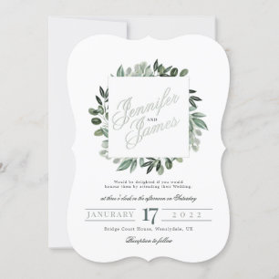 Greenery Squarelett, bouquet watercolour greenery Invitation
