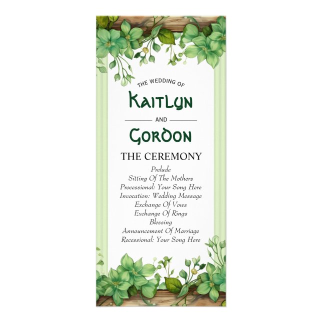 Greenery St. Patrick's Day Irish wedding program Rack Card (Front)