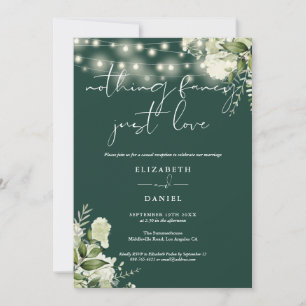 Greenery String Lights Elopement Wedding Reception Invitation