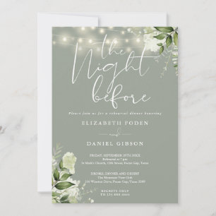 Greenery String Lights Sage Green Rehearsal Dinner Invitation