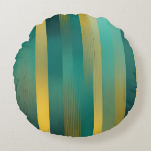 Greenery Stripes AI art Round Cushion
