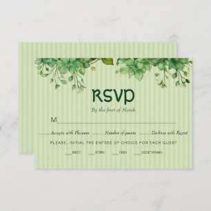 Greenery, stripes St Patrick's Day wedding       RSVP Card