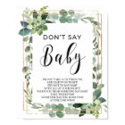 Greenery succulent don't say baby game sign
