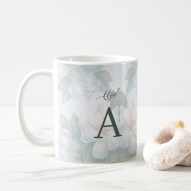 Greenery Succulent Leaf Mint Watercolor Botanical Coffee Mug (With Donut)
