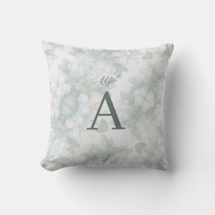 Greenery Succulent Leaf Mint Watercolor Botanical Cushion