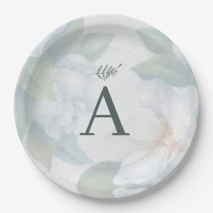 Greenery Succulent Leaf Mint Watercolor Botanical Paper Plate
