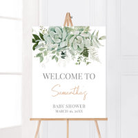 Greenery Succulents Baby Shower Welcome