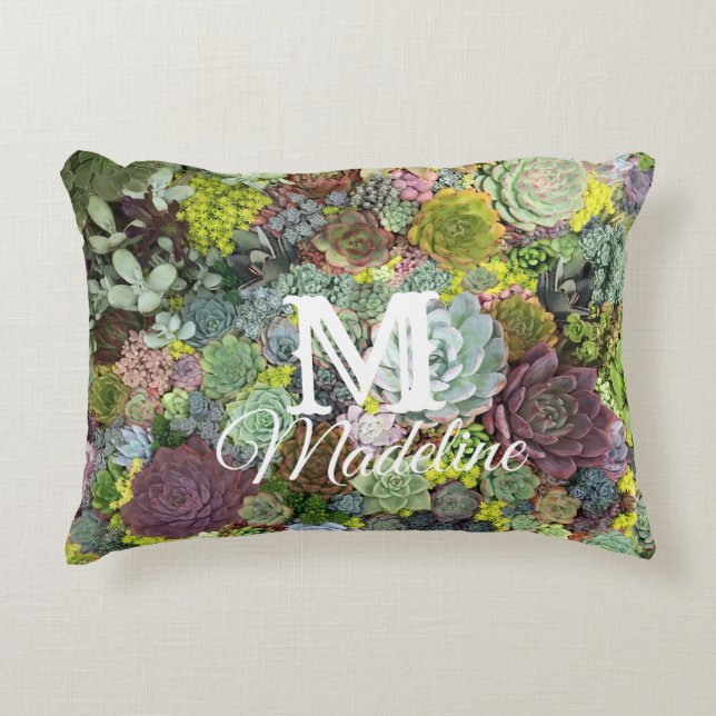 Greenery Succulents Decorative Cushion (Front)