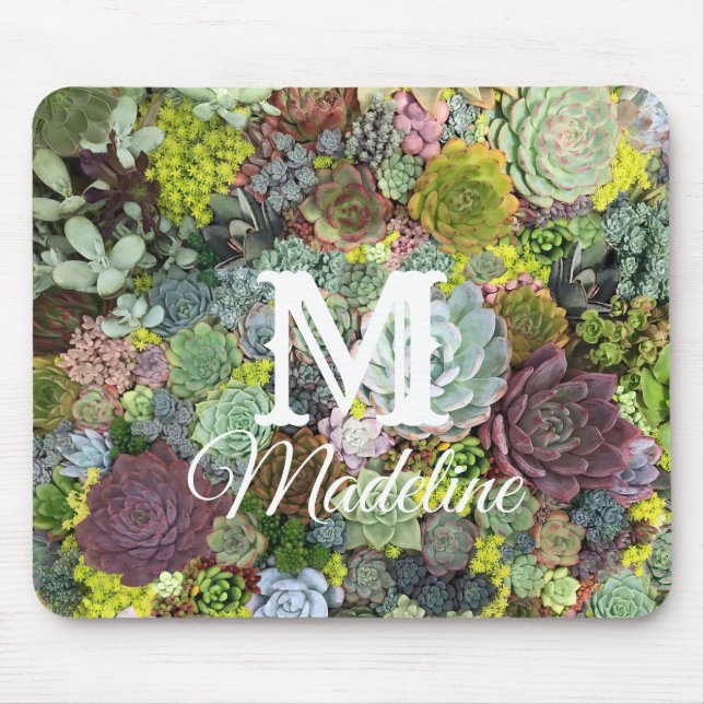 Greenery Succulents Mouse Pad (Front)