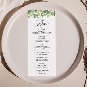 Greenery Summer Destination Dinner Menu Card