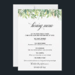 Greenery Summer Destination Kissing Menu<br><div class="desc">This greenery summer destination kissing menu is perfect for a simple wedding reception. Green blush hand-drawn leaves,  foliage adorn idyllic geometric frames,  oozing style and class to embellish your occasion cards.</div>
