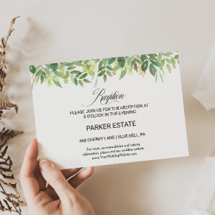 Greenery Summer Destination Wedding Reception Card