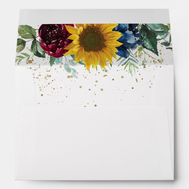 Greenery Sunflower Floral for 5x7 Invitation Envelope (Back (Bottom))