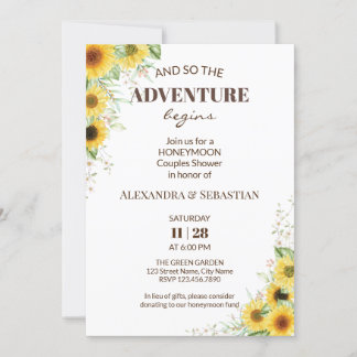 Greenery Sunflower Honeymoon Shower Invitation