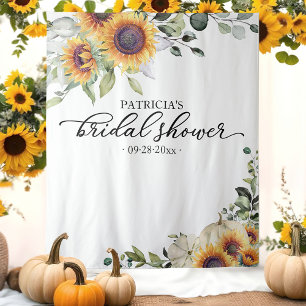 Greenery Sunflowers Fall Bridal Shower Backdrop Tapestry