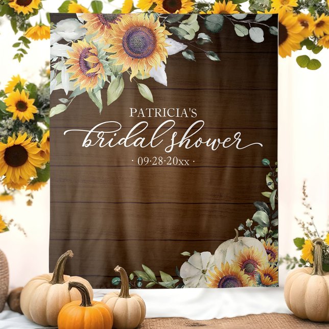 Greenery Sunflowers Fall Bridal Shower Backdrop Tapestry (Creator Uploaded)