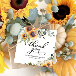 Greenery Sunflowers Pumpkin Fall Bridal Shower Favour Tags