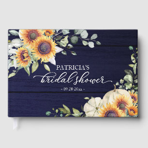 Greenery Sunflowers Pumpkin Fall Bridal Shower Guest Book