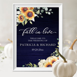 Greenery Sunflowers Wedding Welcome Sign 