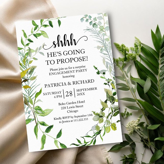 Greenery Surprise Engagement Party Invitation (Creator Uploaded)