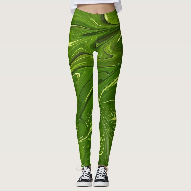 Greenery Swirls Leggings (Front)
