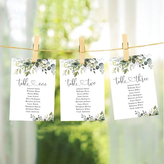 Greenery Table Number 1 Seating Chart (Creator Uploaded)