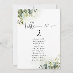Greenery Table Seating Chart