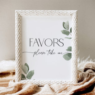 Greenery Take a Favour Bridal Shower Pedestal Sign