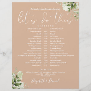 Greenery Tan Wedding Schedule Timeline